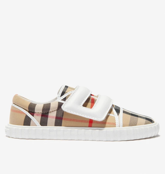Baby Vintage Check Mark Trainers In Beige